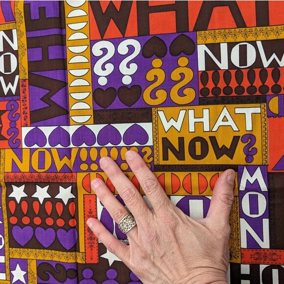 COUNTERCULTURE EXCLAMATORY FABRIC "What Now?" 4 Yards Unique Mod Vintage 1960's - Picture 3 of 7